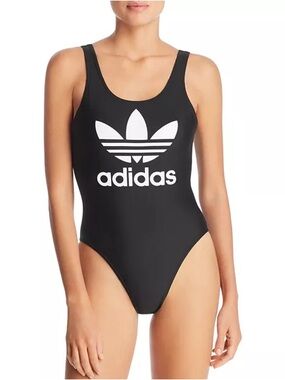 adidas Black One-Piece Swim Suit with White Trefoil